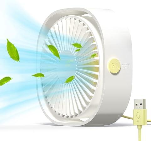 Simpeak Mini Usb Desk Fan Cooling quiet portable White USB Powered ONLY (No Battery), 3 Speed Setting 360° Adjustable Swivel for Home and Travel